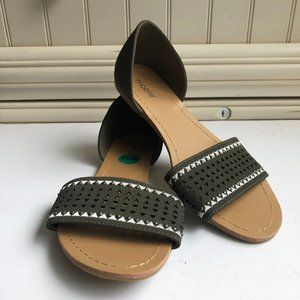 NEW - Nicole Nyla Olive Green Beachy Cut Out Southwestern Sandals Summer